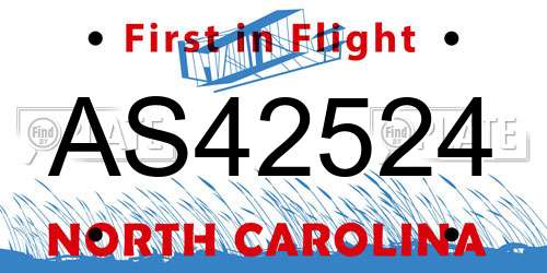 AS42524 North Carolina License Plate