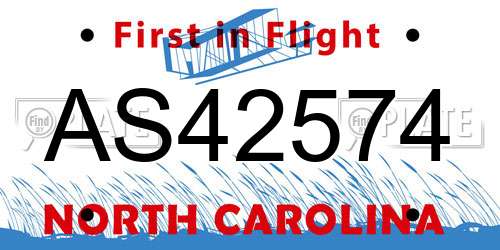 AS42574 North Carolina License Plate