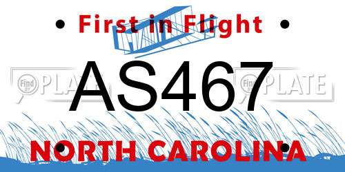 AS467 North Carolina License Plate