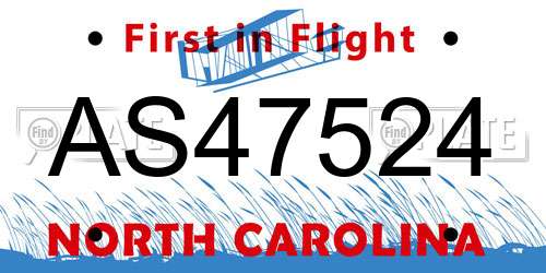 AS47524 North Carolina License Plate