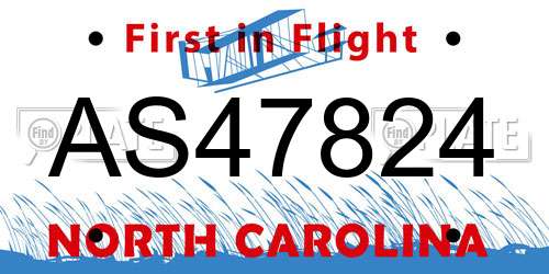 AS47824 North Carolina License Plate