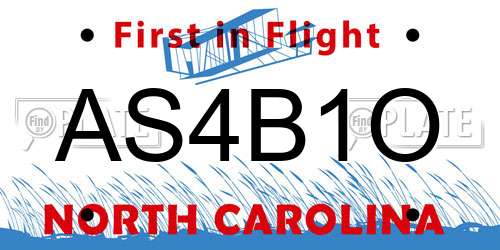 AS4B1O North Carolina License Plate