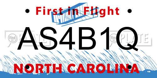 AS4B1Q North Carolina License Plate
