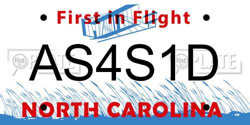 AS4S1D North Carolina License Plate