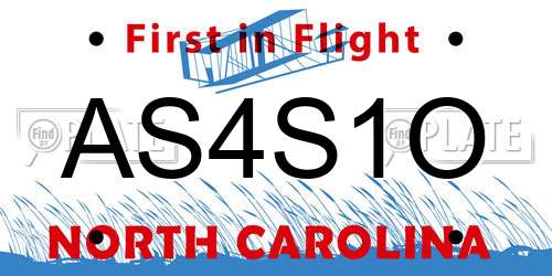 AS4S1O North Carolina License Plate