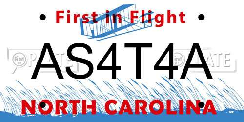 AS4T4A North Carolina License Plate