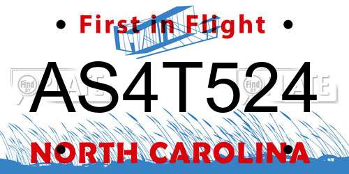 AS4T524 North Carolina License Plate