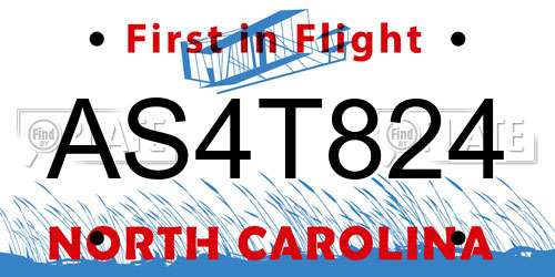 AS4T824 North Carolina License Plate