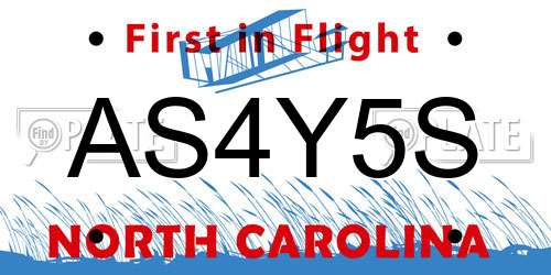 AS4Y5S North Carolina License Plate