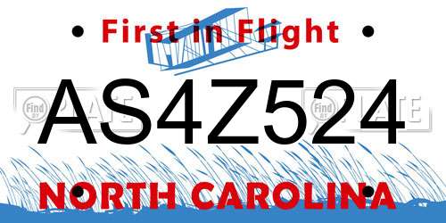 AS4Z524 North Carolina License Plate