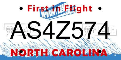 AS4Z574 North Carolina License Plate