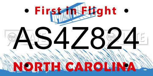 AS4Z824 North Carolina License Plate