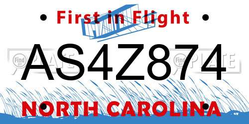 AS4Z874 North Carolina License Plate