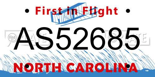 AS52685 North Carolina License Plate