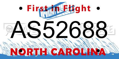 AS52688 North Carolina License Plate