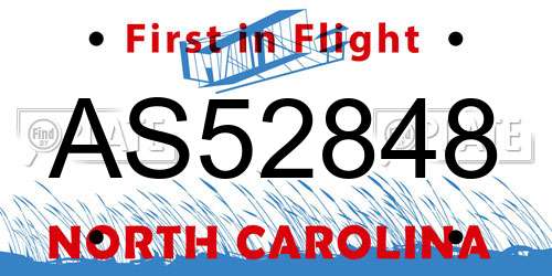 AS52848 North Carolina License Plate