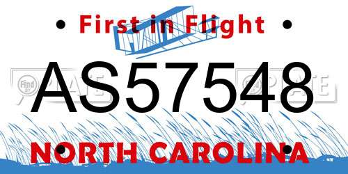 AS57548 North Carolina License Plate