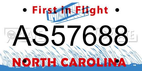 AS57688 North Carolina License Plate