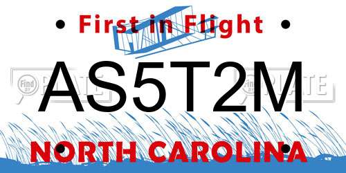 AS5T2M North Carolina License Plate