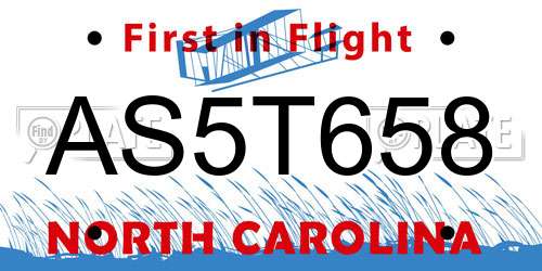 AS5T658 North Carolina License Plate
