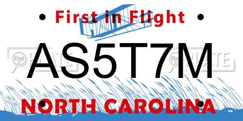 AS5T7M North Carolina License Plate