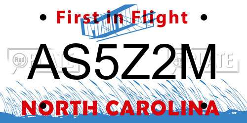 AS5Z2M North Carolina License Plate