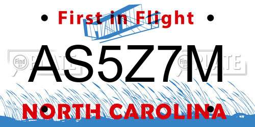 AS5Z7M North Carolina License Plate