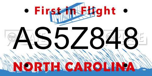 AS5Z848 North Carolina License Plate