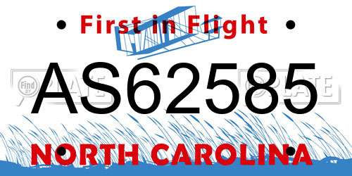 AS62585 North Carolina License Plate