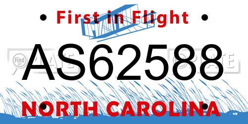 AS62588 North Carolina License Plate