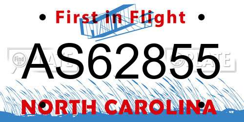 AS62855 North Carolina License Plate