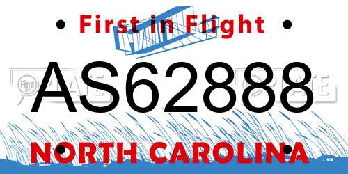 AS62888 North Carolina License Plate