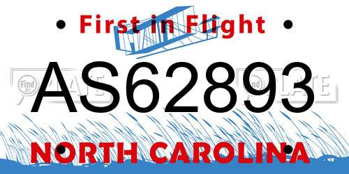 AS62893 North Carolina License Plate