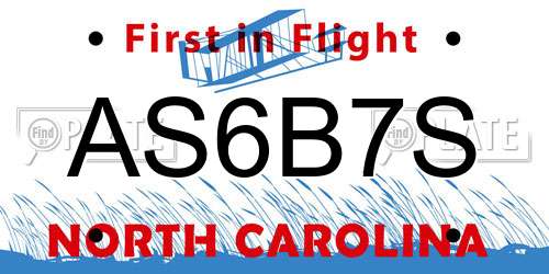 AS6B7S North Carolina License Plate