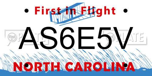 AS6E5V North Carolina License Plate