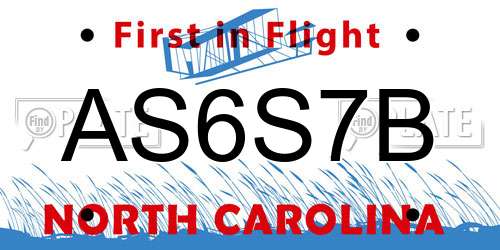AS6S7B North Carolina License Plate
