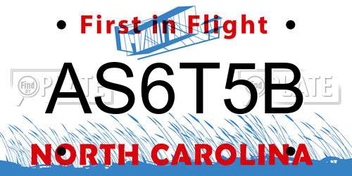 AS6T5B North Carolina License Plate