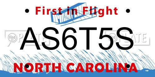 AS6T5S North Carolina License Plate