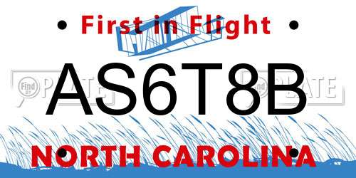 AS6T8B North Carolina License Plate