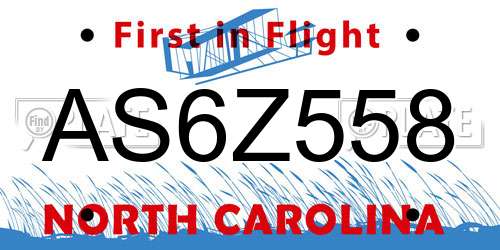 AS6Z558 North Carolina License Plate