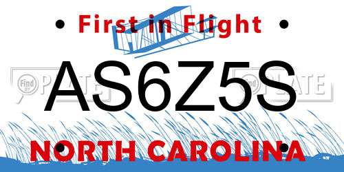 AS6Z5S North Carolina License Plate