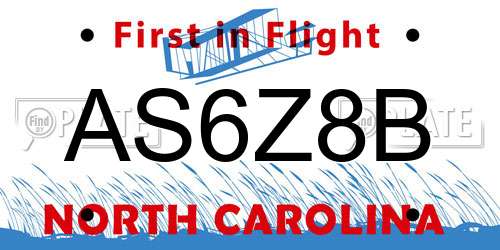 AS6Z8B North Carolina License Plate