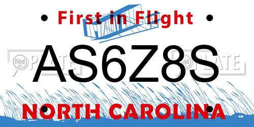 AS6Z8S North Carolina License Plate