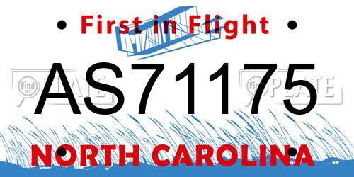 AS71175 North Carolina License Plate
