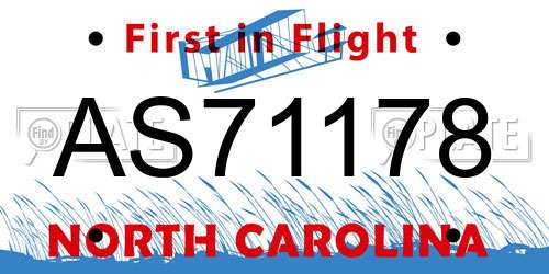 AS71178 North Carolina License Plate