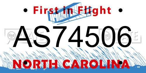AS74506 North Carolina License Plate