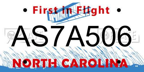 AS7A506 North Carolina License Plate