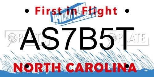 AS7B5T North Carolina License Plate