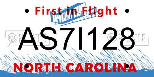 AS7I128 North Carolina License Plate
