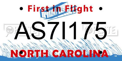 AS7I175 North Carolina License Plate